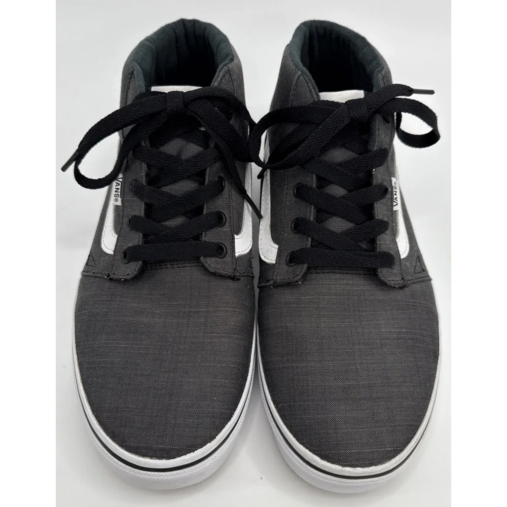 VANS Men's 12 Gray Black Canvas High Top Skateboard Shoes